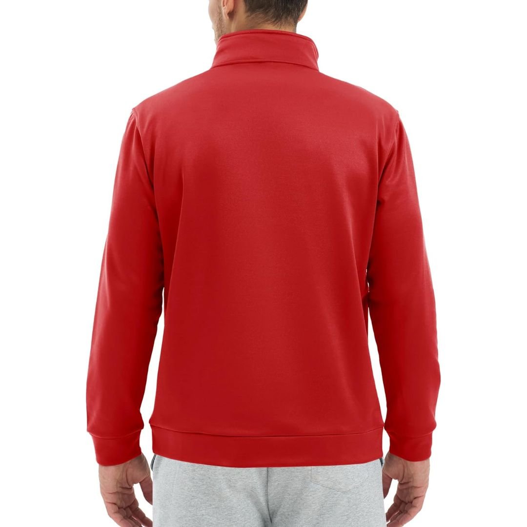 TACVASEN Red Men's Quarter Zip Pullover Sweatshirts Lightweight Fleece Lined