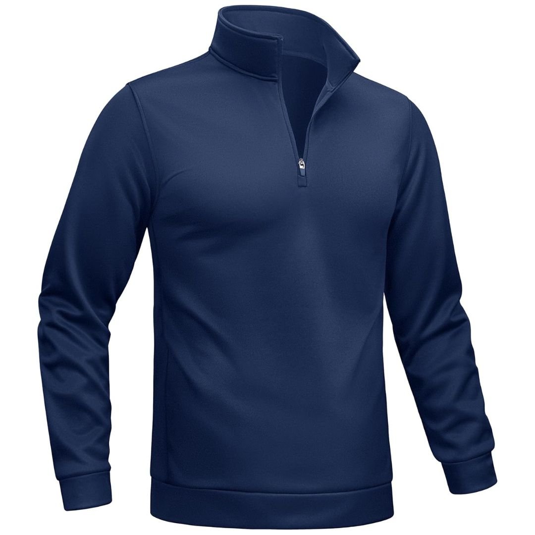 TACVASEN Navy Men's Quarter Zip Pullover Sweatshirts Lightweight Fleece Lined