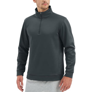 TACVASEN Dark Grey Men's Quarter Zip Pullover Sweatshirts Lightweight Fleece Lined