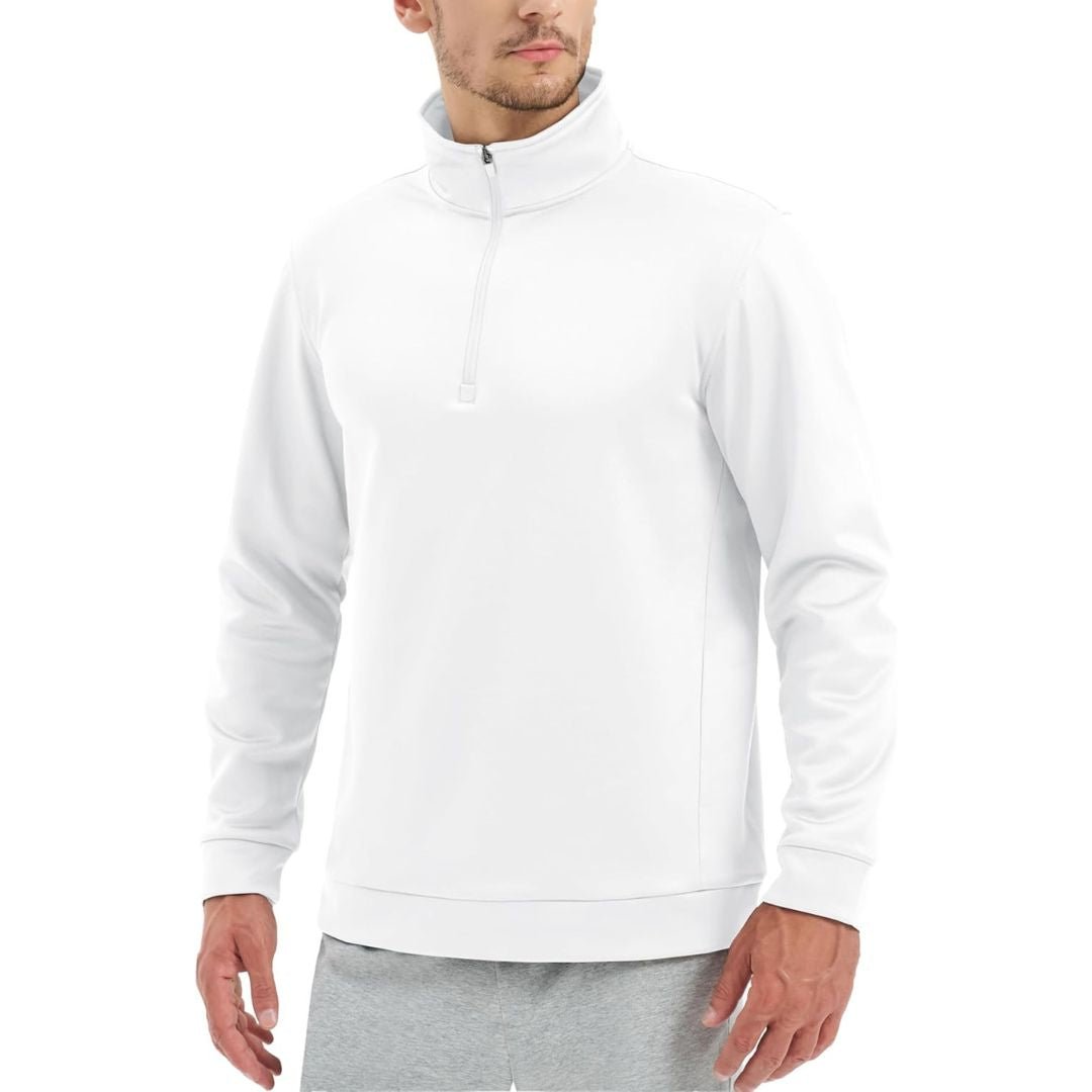 TACVASEN White Men's Quarter Zip Pullover Sweatshirts Lightweight Fleece Lined