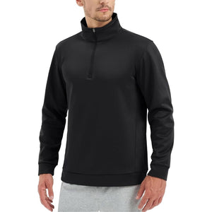 TACVASEN Black Men's Quarter Zip Pullover Sweatshirts Lightweight Fleece Lined
