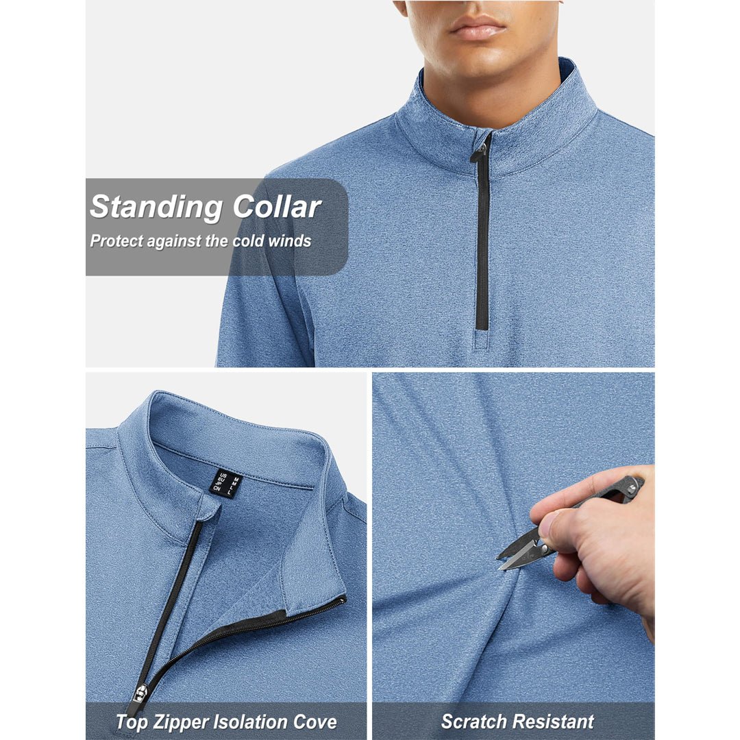 TACVASEN Navy Men's Quarter Zip Thermal Fleece Lined Pullover Sweatshirt