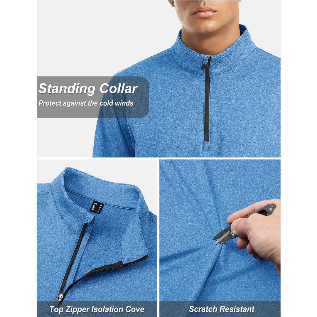 TACVASEN Navy Men's Quarter Zip Thermal Fleece Lined Pullover Sweatshirt