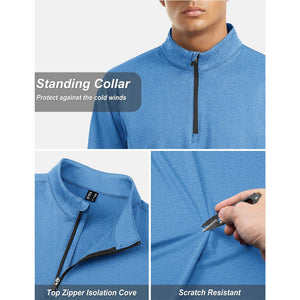 TACVASEN Navy Men's Quarter Zip Thermal Fleece Lined Pullover Sweatshirt