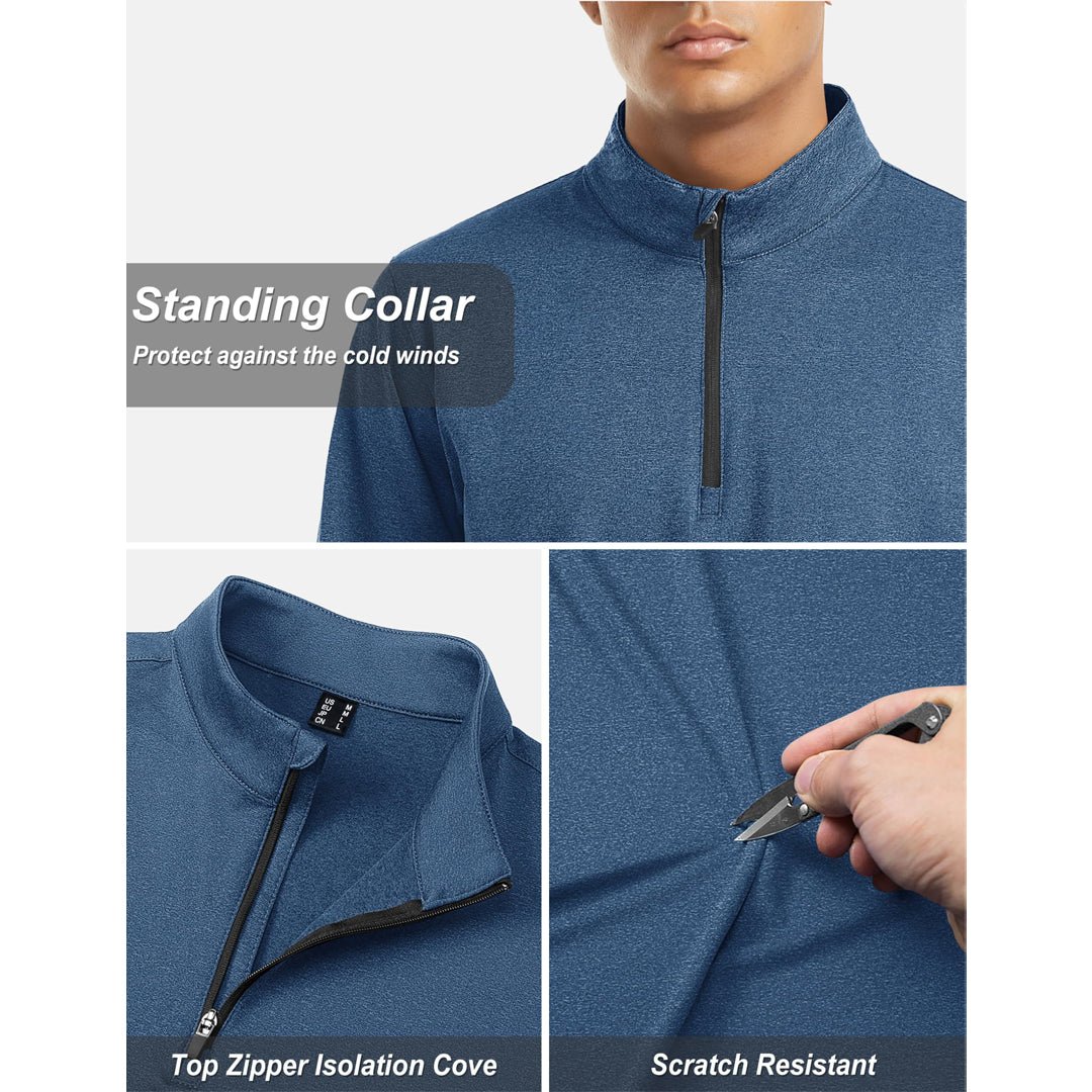 TACVASEN Navy Men's Quarter Zip Thermal Fleece Lined Pullover Sweatshirt
