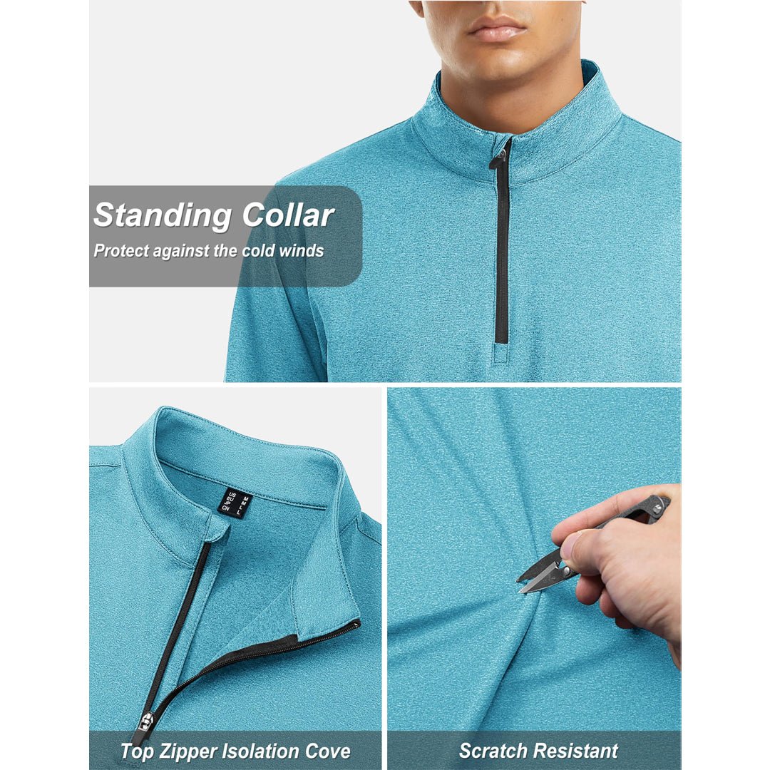 TACVASEN Navy Men's Quarter Zip Thermal Fleece Lined Pullover Sweatshirt