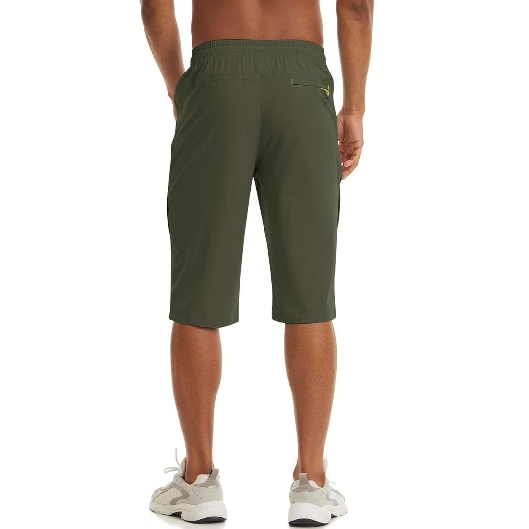 TACVASEN Khaki Men's Capri Shorts Quick Dry Below Knee for Hiking