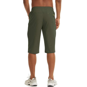 TACVASEN Khaki Men's Capri Shorts Quick Dry Below Knee for Hiking
