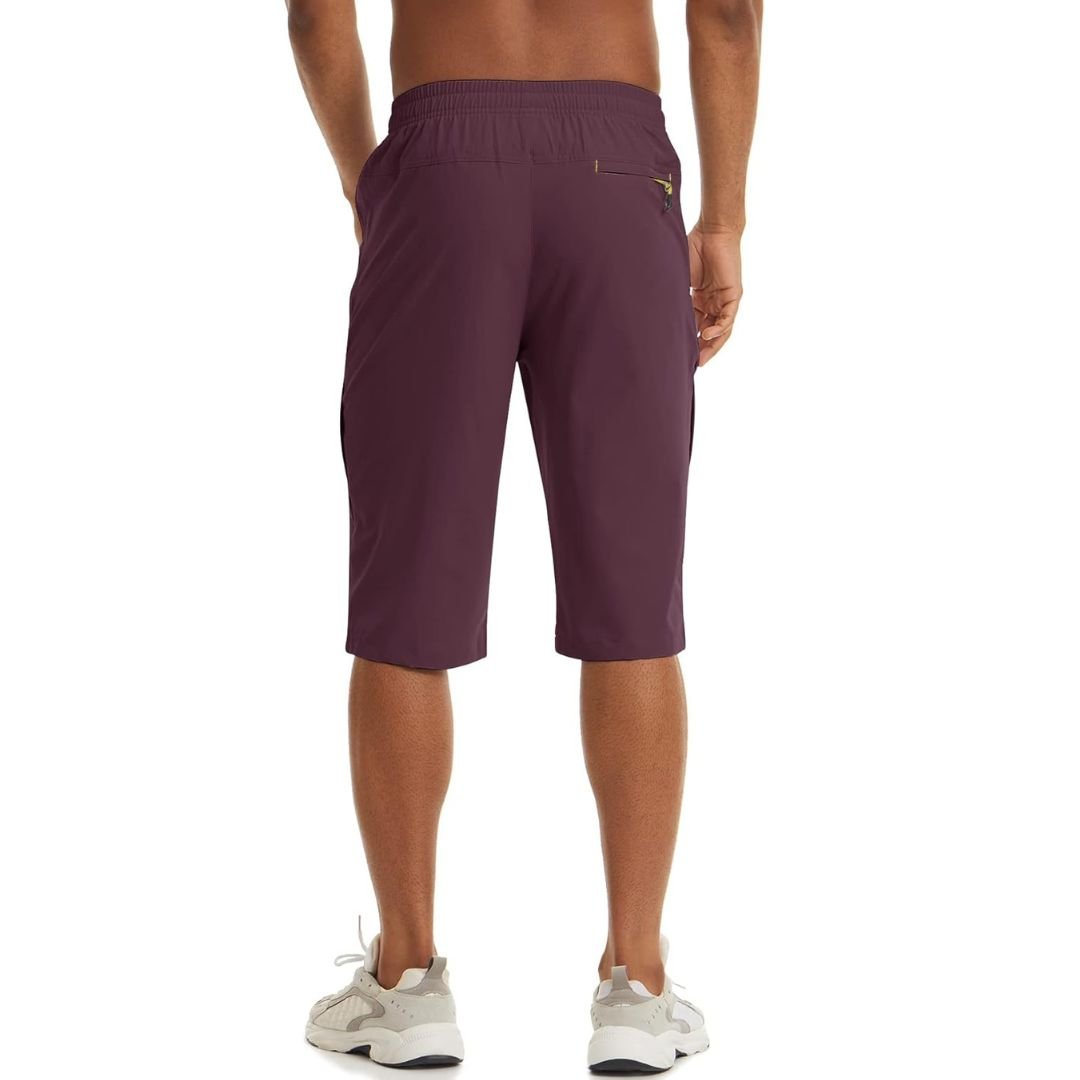 TACVASEN Khaki Men's Capri Shorts Quick Dry Below Knee for Hiking
