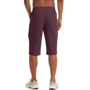 TACVASEN Khaki Men's Capri Shorts Quick Dry Below Knee for Hiking