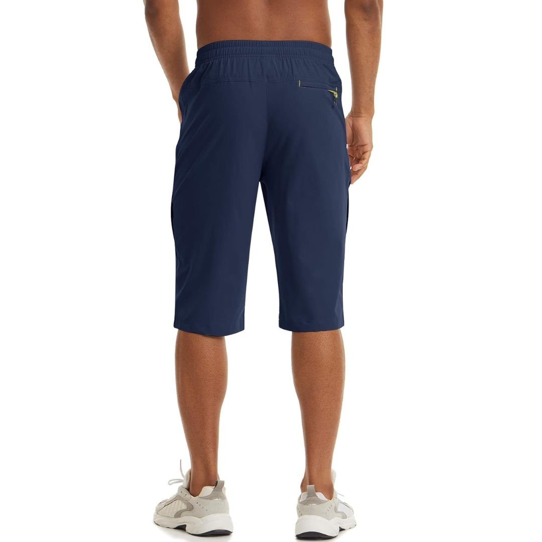 TACVASEN Khaki Men's Capri Shorts Quick Dry Below Knee for Hiking