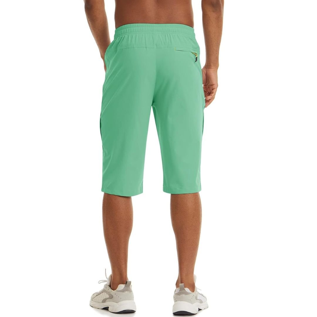 TACVASEN Khaki Men's Capri Shorts Quick Dry Below Knee for Hiking