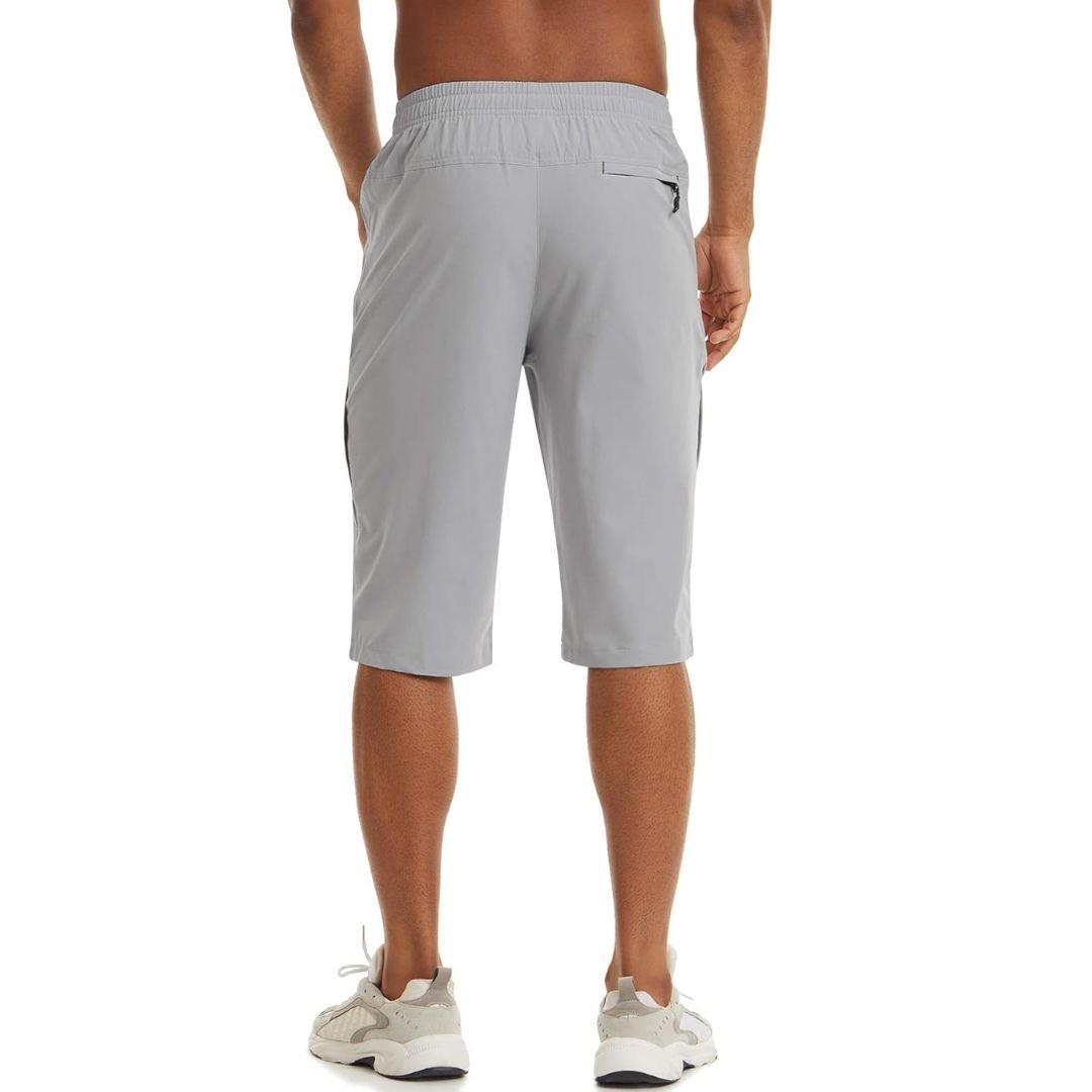 TACVASEN Khaki Men's Capri Shorts Quick Dry Below Knee for Hiking