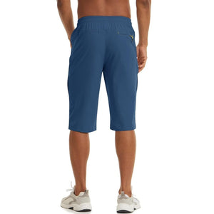 TACVASEN Khaki Men's Capri Shorts Quick Dry Below Knee for Hiking