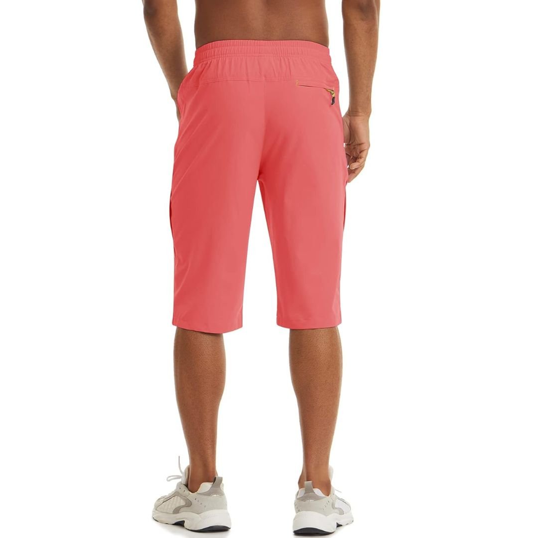 TACVASEN Khaki Men's Capri Shorts Quick Dry Below Knee for Hiking