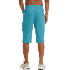 TACVASEN Khaki Men's Capri Shorts Quick Dry Below Knee for Hiking