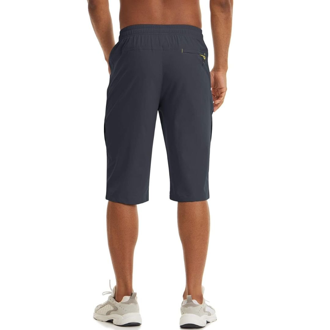TACVASEN Khaki Men's Capri Shorts Quick Dry Below Knee for Hiking