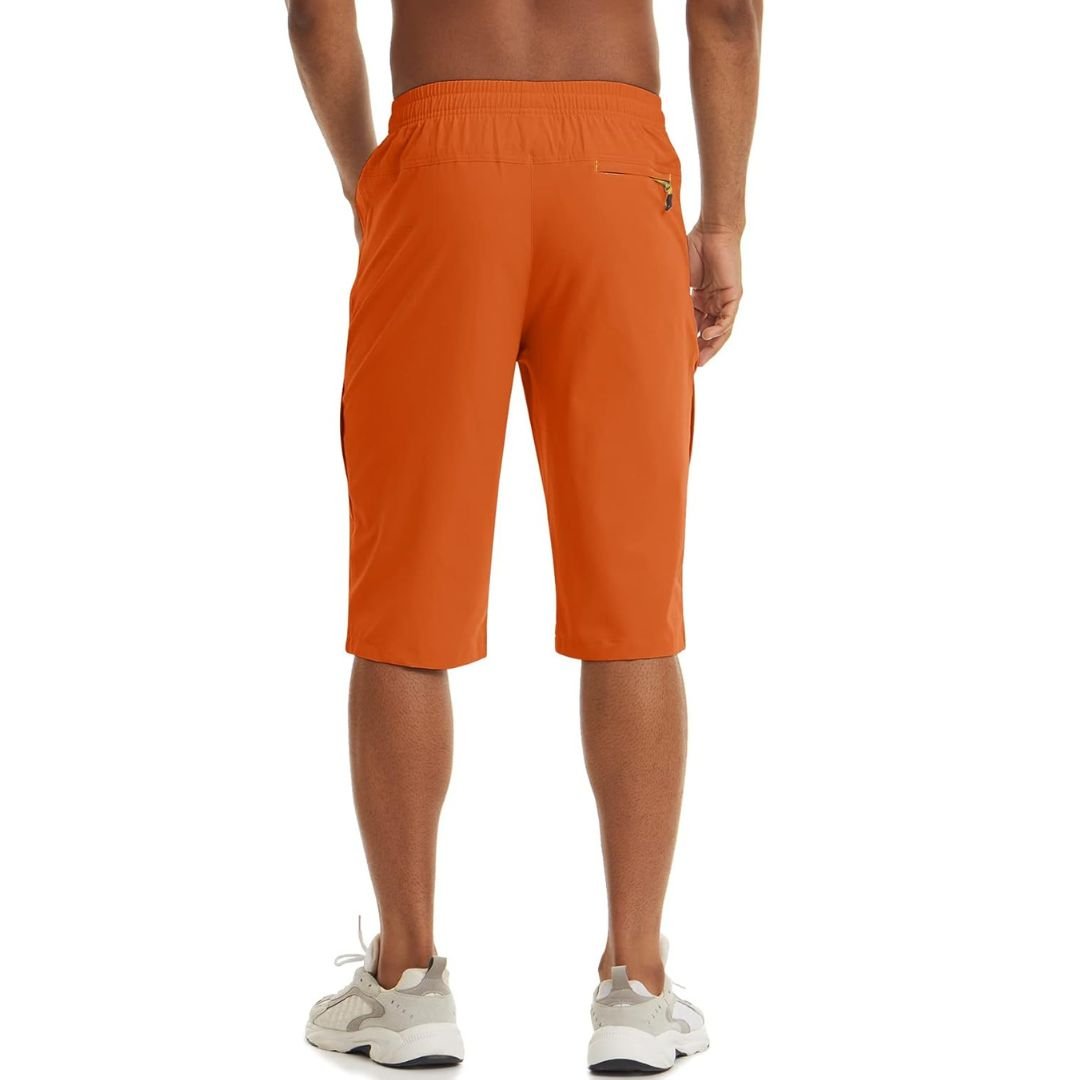 TACVASEN Khaki Men's Capri Shorts Quick Dry Below Knee for Hiking