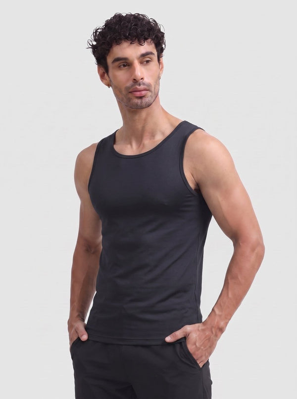 TACVASEN Black Men's Quick Dry Compression Tank Top