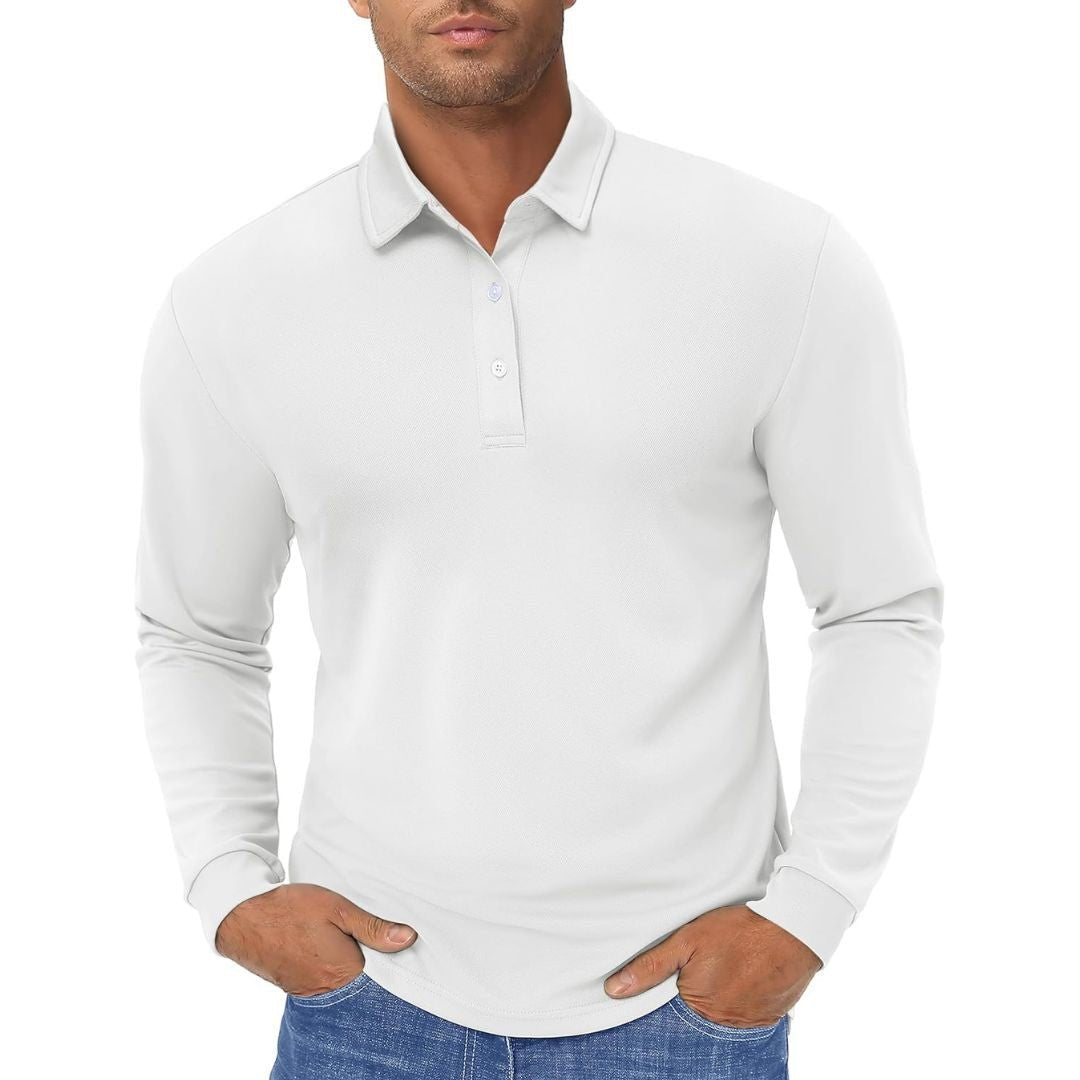 Men's Quick-Dry Long Sleeve Polo Shirt for Golf & Work - google men long sleeve