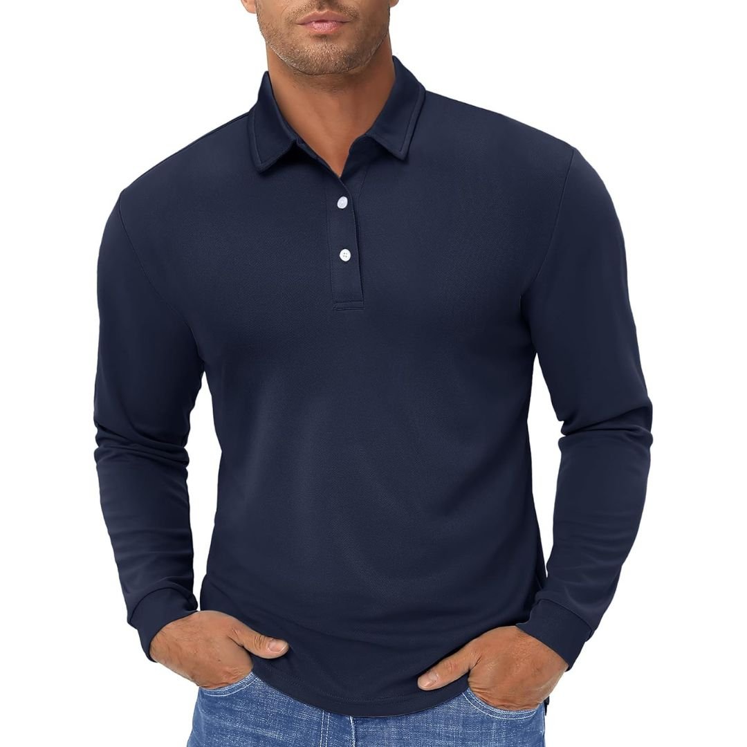 Men's Quick-Dry Long Sleeve Polo Shirt for Golf & Work - google men long sleeve