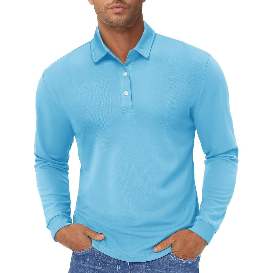 Men's Quick-Dry Long Sleeve Polo Shirt for Golf & Work - google men long sleeve