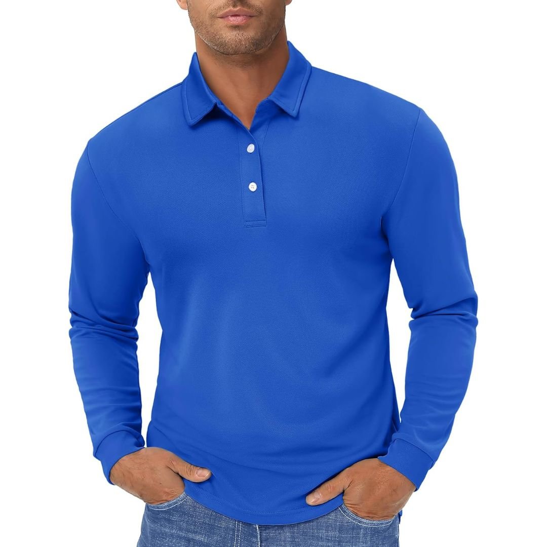 Men's Quick-Dry Long Sleeve Polo Shirt for Golf & Work - google men long sleeve