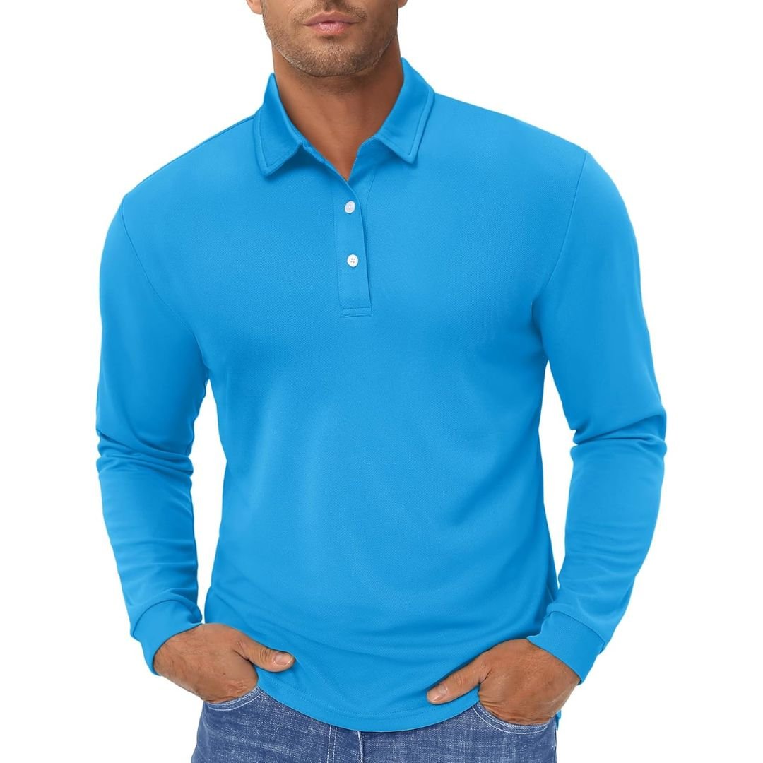 Men's Quick-Dry Long Sleeve Polo Shirt for Golf & Work - google men long sleeve