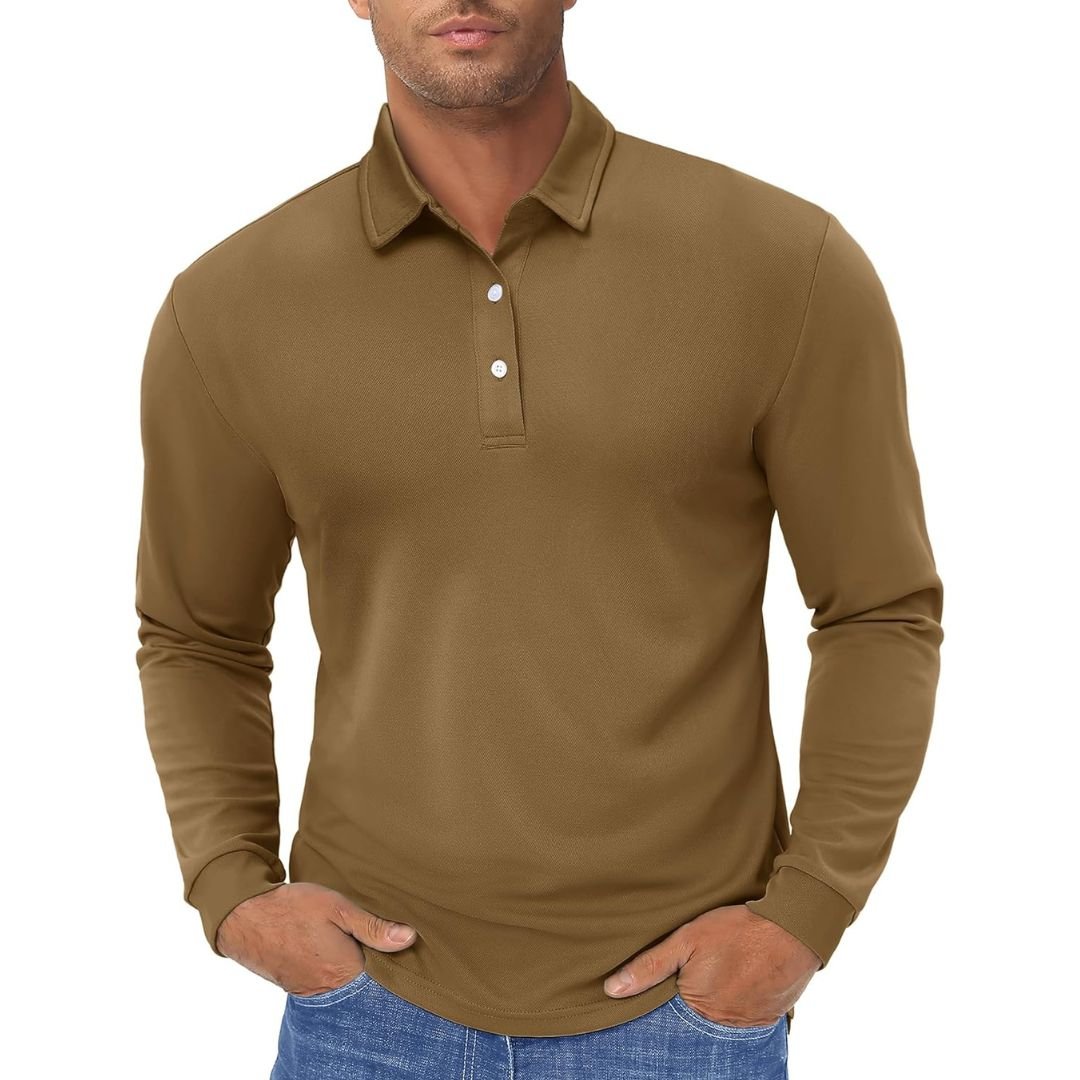 Men's Quick-Dry Long Sleeve Polo Shirt for Golf & Work - google men long sleeve