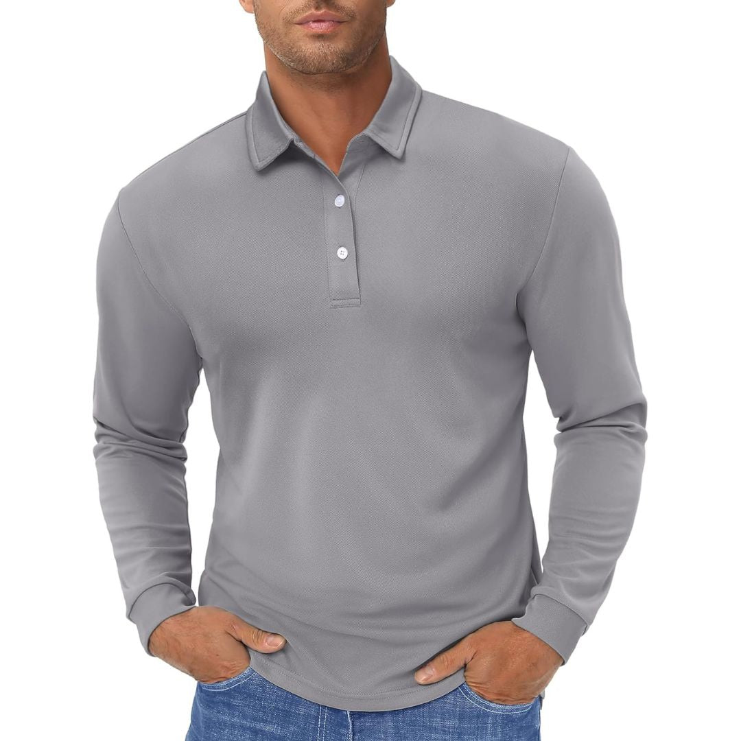 Men's Quick-Dry Long Sleeve Polo Shirt for Golf & Work - google men long sleeve