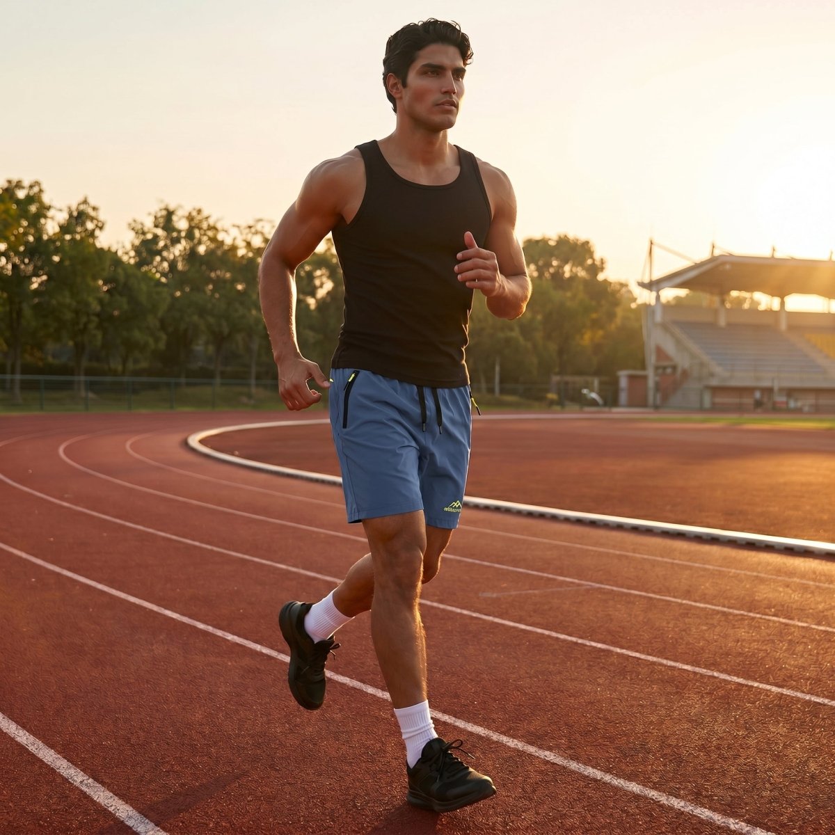TACVASEN Blue Grey Men's Quick Dry Lightweight Water Resistant Running Shorts