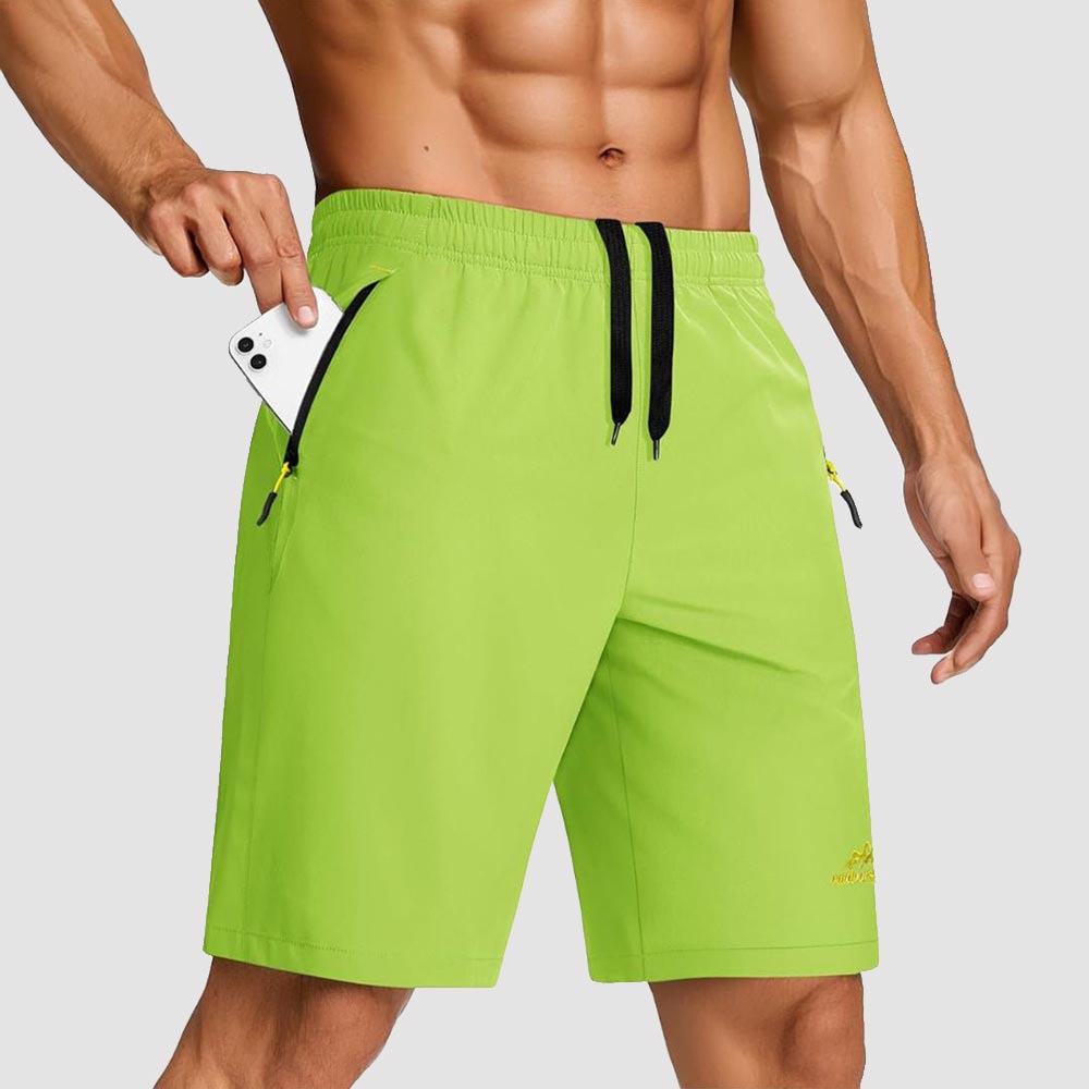 TACVASEN Yellow Green Men's Quick Dry Lightweight Water Resistant Running Shorts
