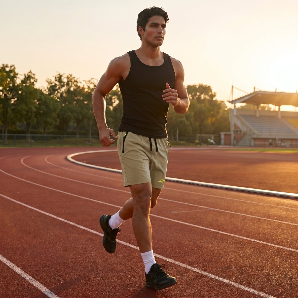 TACVASEN Khaki Men's Quick Dry Lightweight Water Resistant Running Shorts