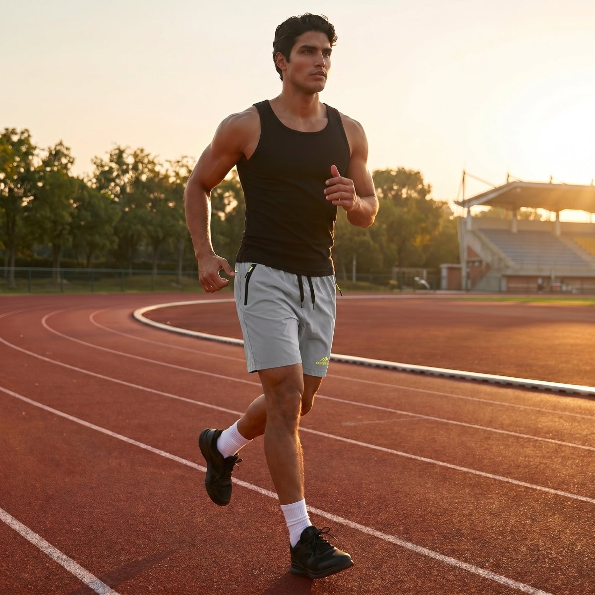 TACVASEN Light Grey Men's Quick Dry Lightweight Water Resistant Running Shorts