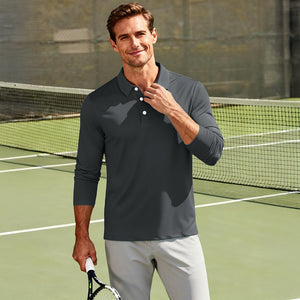 Men's Quick-Dry Long Sleeve Polo Shirt for Golf & Work - google men long sleeve