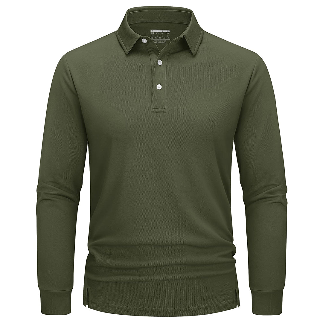 Men's Quick-Dry Long Sleeve Polo Shirt for Golf & Work - google men long sleeve