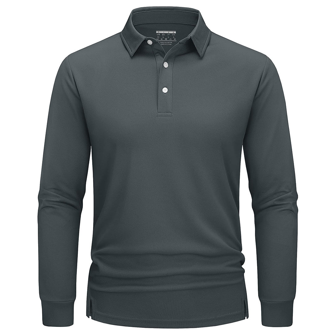 Men's Quick-Dry Long Sleeve Polo Shirt for Golf & Work - google men long sleeve