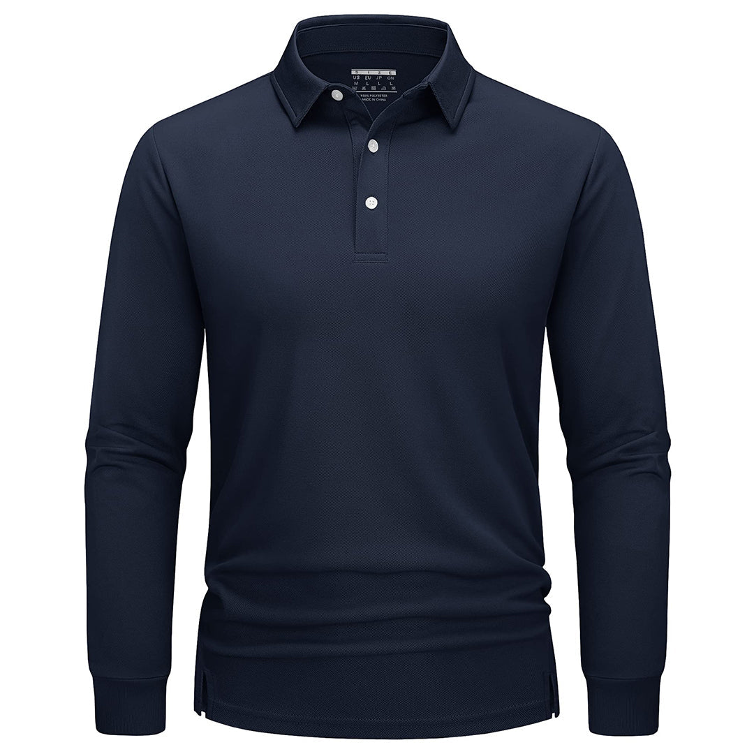 Men's Quick-Dry Long Sleeve Polo Shirt for Golf & Work - google men long sleeve