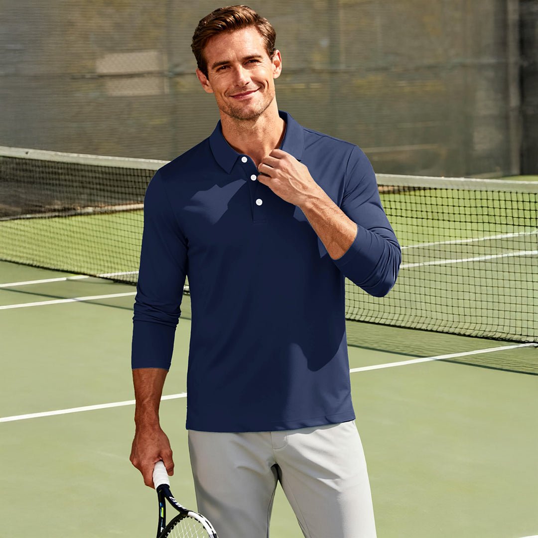 Men's Quick-Dry Long Sleeve Polo Shirt for Golf & Work - google men long sleeve