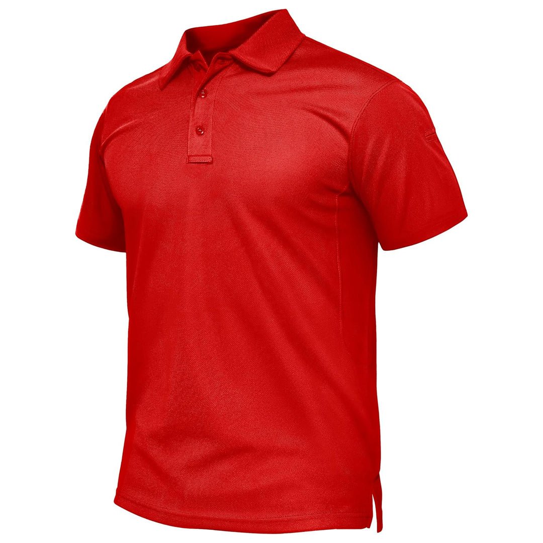 TACVASEN Tomato Quick Dry Tactical Polo Top Short Sleeve Shirt