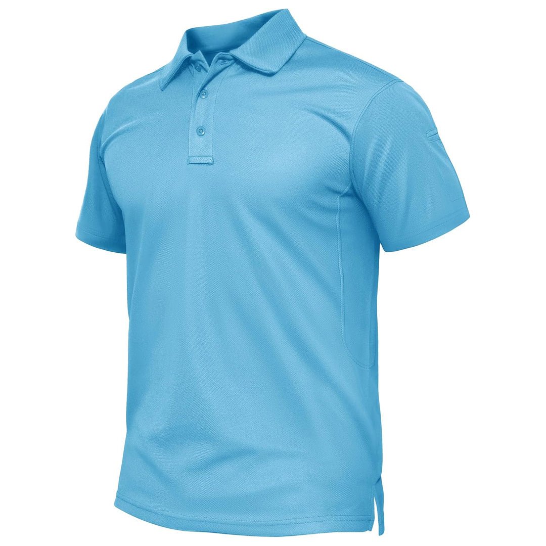 TACVASEN Sky Blue Quick Dry Tactical Polo Top Short Sleeve Shirt