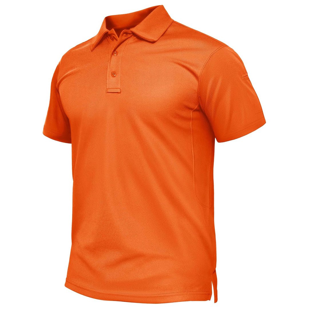 TACVASEN Orange Quick Dry Tactical Polo Top Short Sleeve Shirt