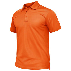 TACVASEN Orange Quick Dry Tactical Polo Top Short Sleeve Shirt
