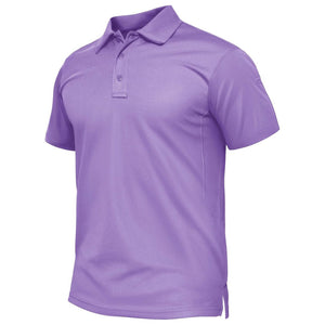 TACVASEN Light Purple Quick Dry Tactical Polo Top Short Sleeve Shirt