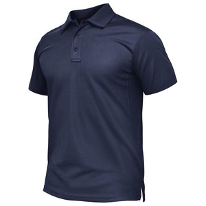 TACVASEN Navy Quick Dry Tactical Polo Top Short Sleeve Shirt