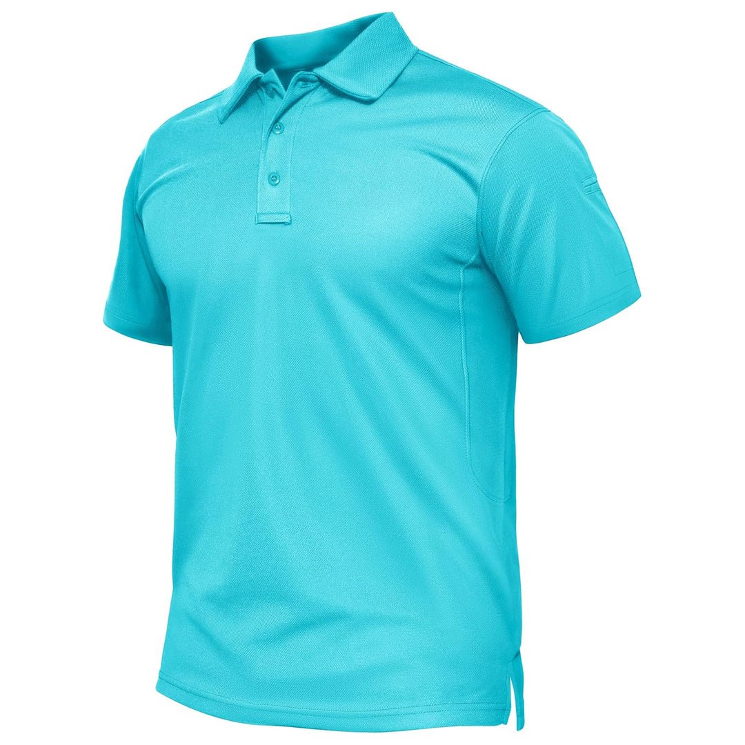 TACVASEN Lake Blue Quick Dry Tactical Polo Top Short Sleeve Shirt