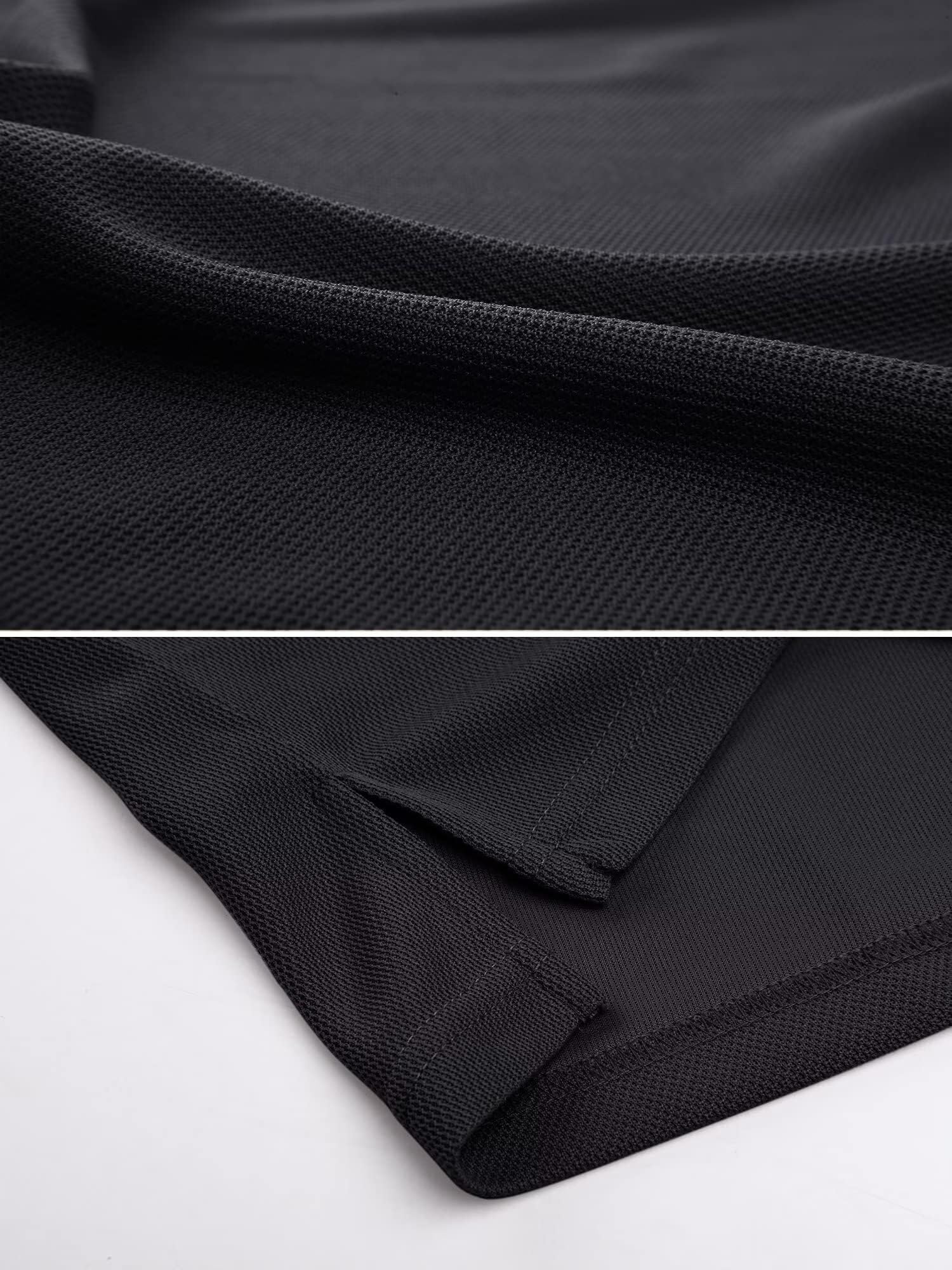TACVASEN Black Quick Dry Tactical Polo Top Short Sleeve Shirt