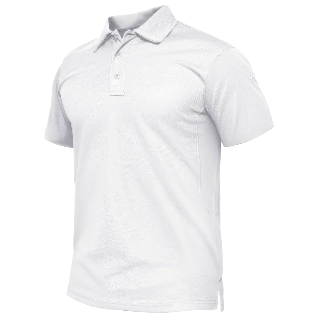 TACVASEN White Quick Dry Tactical Polo Top Short Sleeve Shirt