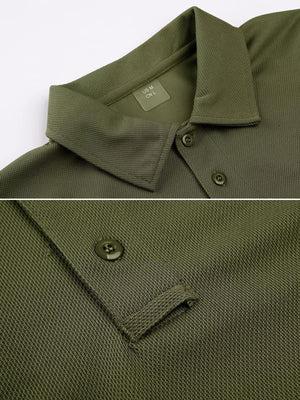 TACVASEN Black Quick Dry Tactical Polo Top Short Sleeve Shirt