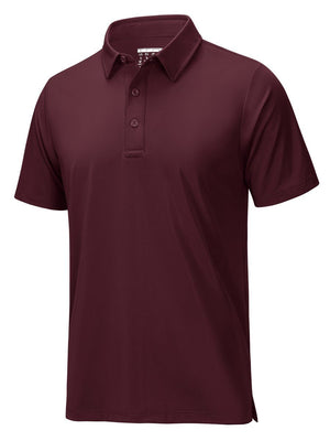 TACVASEN Wine Red Men's Quick Dry Short Sleeve Polo Shirts